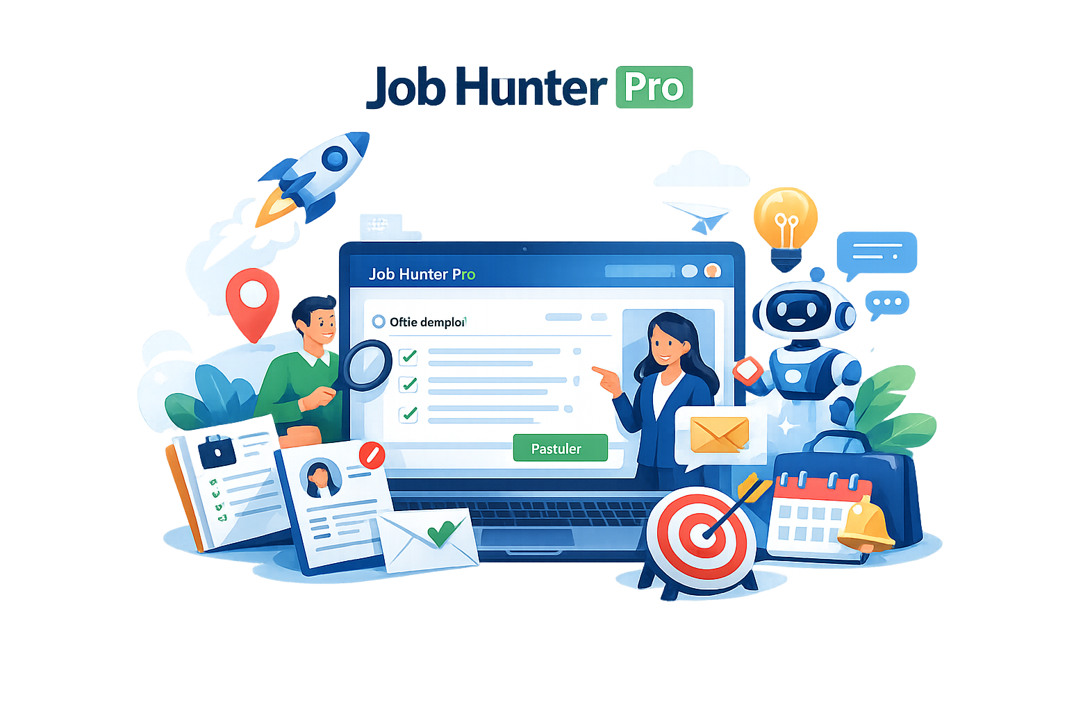 Illustration des fonctionnalités de Job Hunter Pro